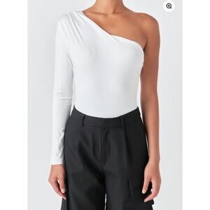 GREY LAB ASYMMETRIC BODYSUIT, WHITE, MEDIUM, EXCELLENT CONDITION